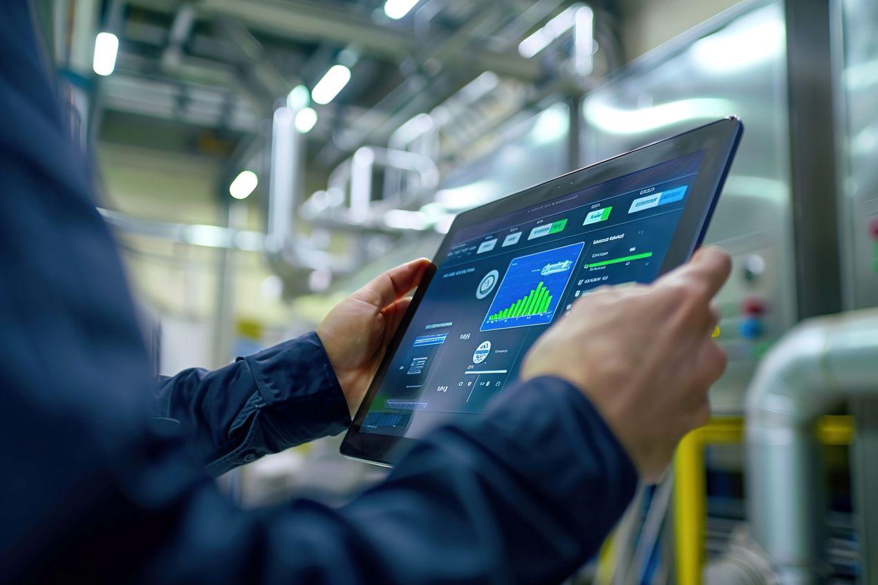 Automationstechnik auf Tablet: Echtzeit-Überwachung von Prozessdaten in industrieller Anlage durch mobile digitale Steuerung