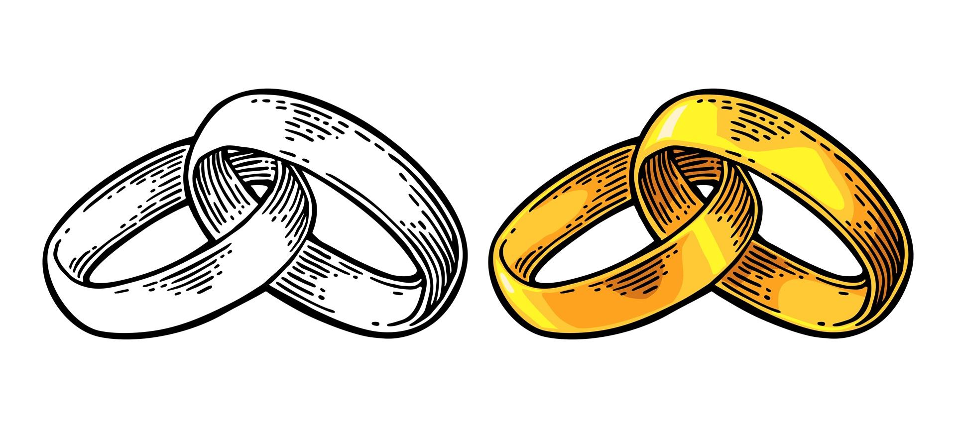 Illustration von Ringen in zwei Goldtönen | Eheringe aus Gold

