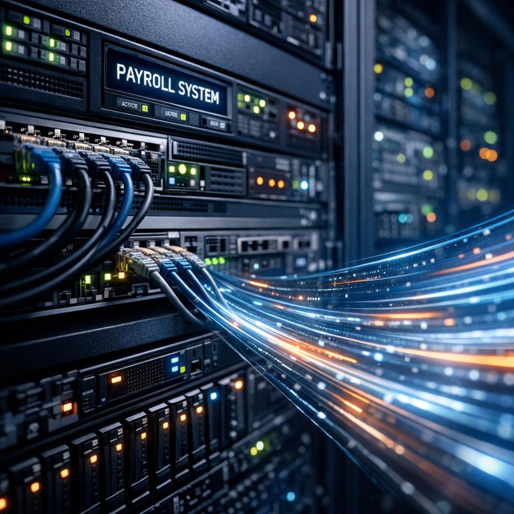 Lohnabrechnung outsourcing mit sicherer digitaler Datenverarbeitung in einem modernen Payroll-System